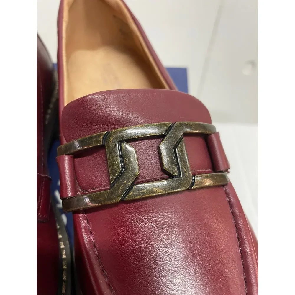 Rockport Women's Kacey Chain Loafer Tawny Leather Slip On Shoes Burgundy US 5M
